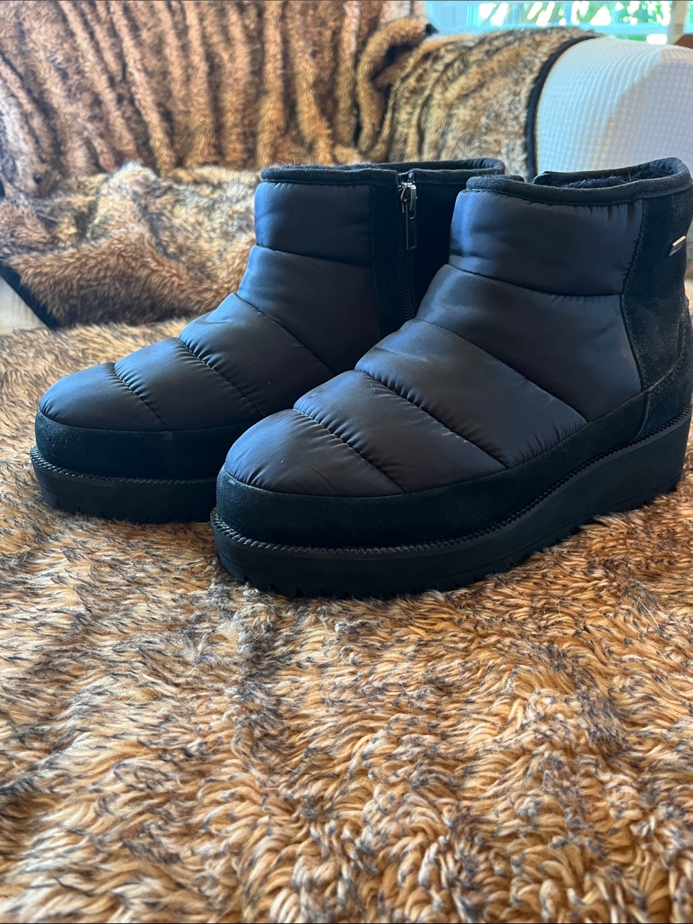 UGG Black Quilted Puffer Ankle Boots